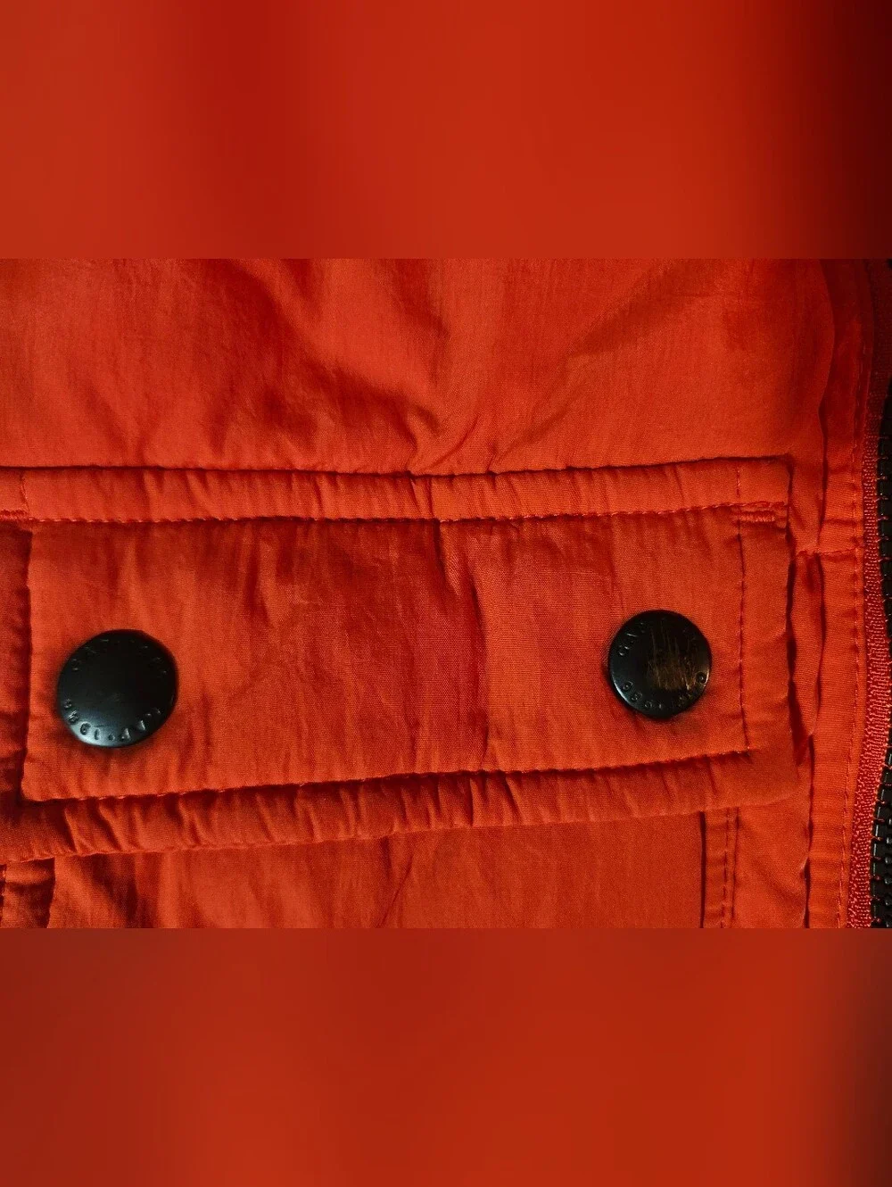 babyGAP Orange Kids Hooded Puffer Vest with Black & Charcoal Gray Hood Lining